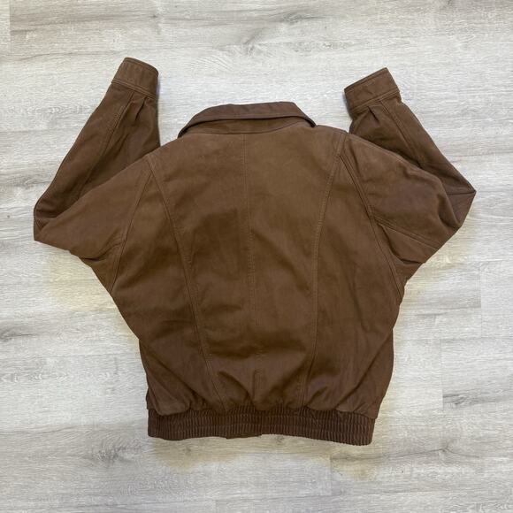 Wilsons Adventure Bound Jacket Men XL Brown Leather Bomber Lined Distressed Coat - Picture 6 of 6